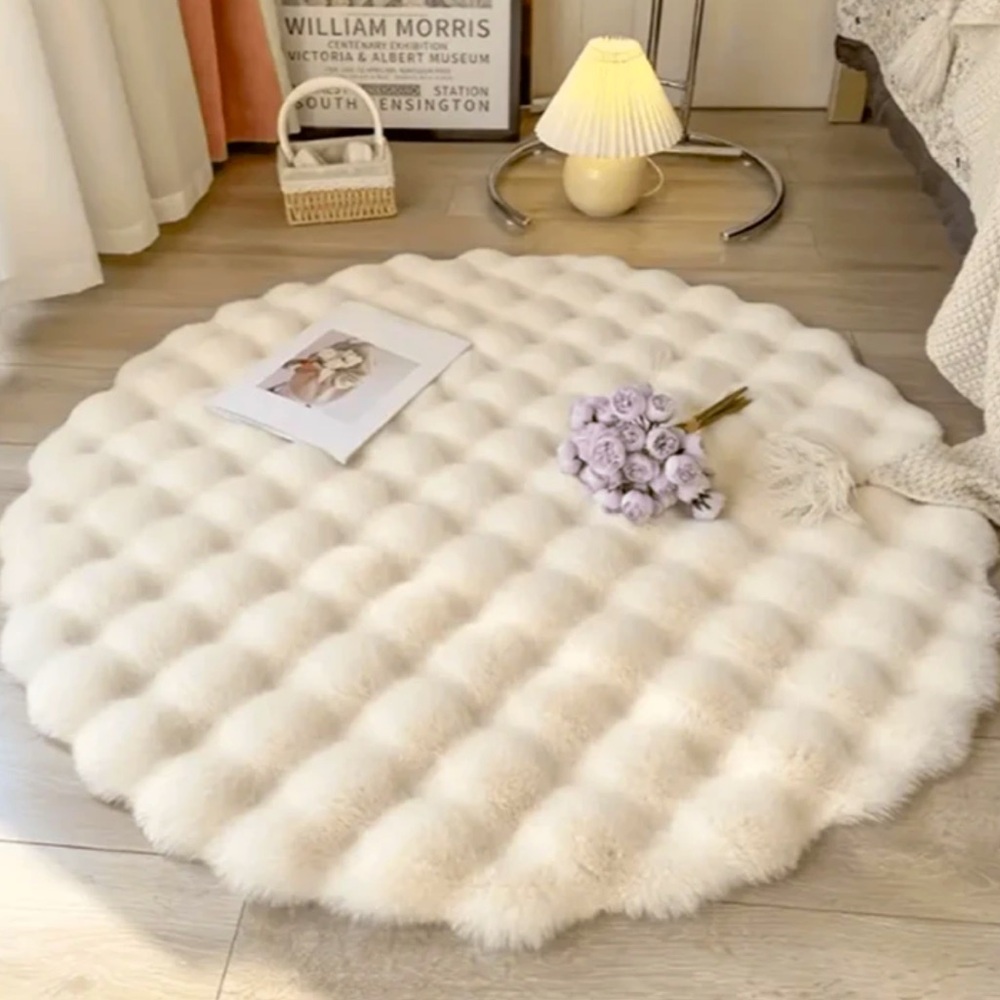 Cream Plush Bubble Rug